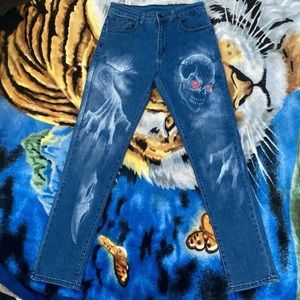 Women’s Custom Scream / Skull Size 12 Halloween Jeans
